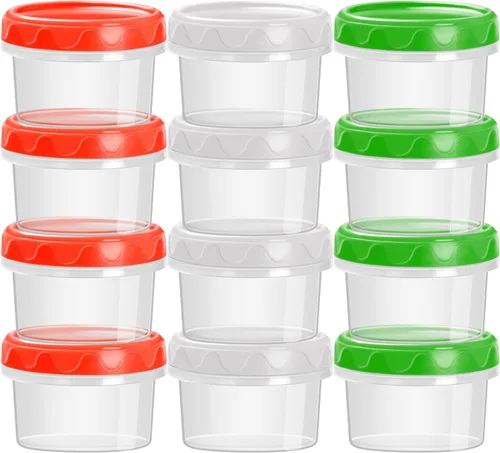 Vista 12 de EONJOE Contenedores herméticos de plástico para almacenamiento de alimentos con tapas de 4 onzas, 6