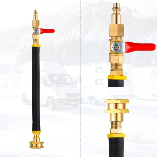 Vista 7 de Kit de invernaje para RV y adaptador de soplado para aspersor con válvula de cierre Compresor de aire enchufe de conexión rápida para manguera