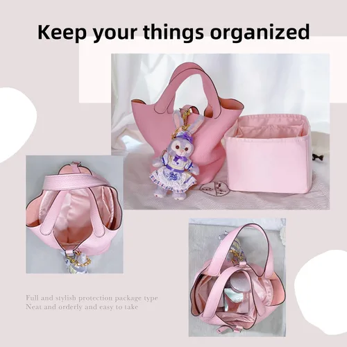 Vista 8 de DGAZ Organizador de bolso, sedoso y suave, seda, bolso de mano de lujo en moldeadores de bolsa, para mujer, se adapta a picotin1822 bolsas