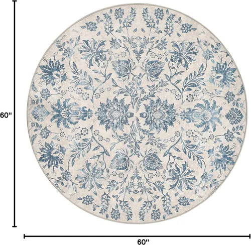 Vista 376 de jinchan Lima - Alfombra simétrica floral geométrica lavable, alfombra de entrada de medio círculo de 2 x 3, alfombra de media luna, suave y Azul