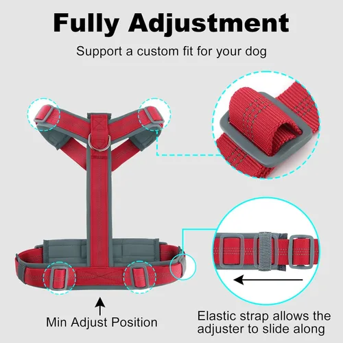 Vista 59 de Arnés para perro Plutus Pet sin tirón, arnés ajustable de nylon con acolchado suave, arnés para perro reflectante y resistente para perros pequeños