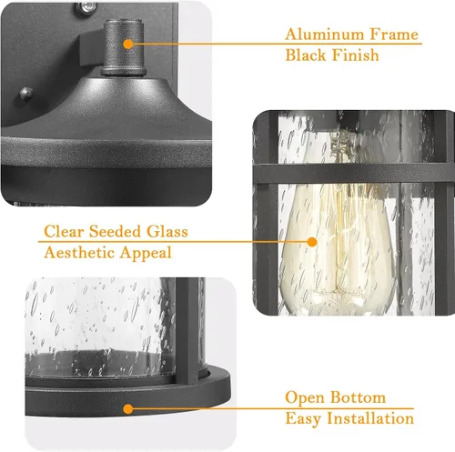 Vista 3 de Iluminación de pared al aire libre del anochecer al amanecer, linterna de pared al aire libre con sensor, luz de pared exterior antioxidante