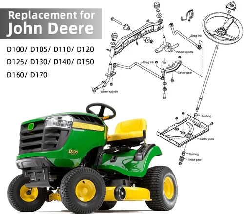 Vista 2 de Kit de engranaje del sector de dirección de 19 dientes compatible con cortacésped John Deere modelos D100 D105 D110 D120 D125 D130 D140 D150 D160