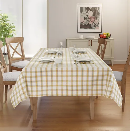 Vista 4 de Mantel de mesa rectangular - Cubierta de mesa - Algodón con costura mitrada - Fundas de mesa a cuadros para cocina, comedor, bodas, decoraciones