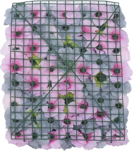 Vista 8 de OUKANING Paquete de 6 paneles de pared de flores de seda con rosas de seda, telón de fondo de pared de flores artificiales para interiores y Morado
