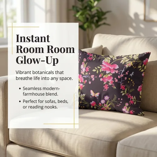 Vista 3 de Decozen Fundas de almohada decorativas, fundas de cojín para sofá, fundas de cojín con estampado floral para decoración de habitación, sofá