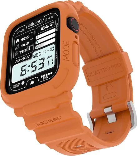 Vista 9 de Elkson Diseñado para Apple Watch Series SE3 9/8/7/6/5/4 [44/45mm], Funda Protectora Resistente de Grado Militar Quattro Pro Series con Correas