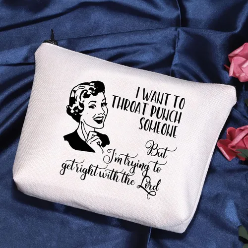 Vista 3 de POFULL Ama de casa regalo sarcástico vintage ama de casa bolsa de cosméticos