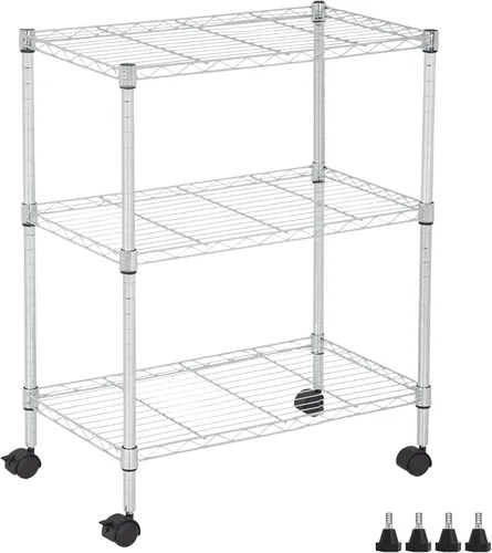 Vista 11 de Estantería de alambre de 4 niveles de 44 pulgadas de alto x 18 pulgadas de largo x 12 pulgadas de profundidad, estantes de metal para almacenamiento