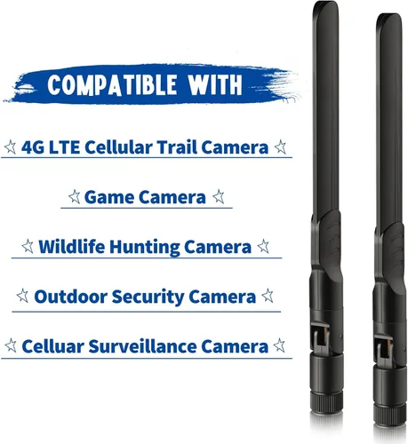 Vista 6 de Bingfu Antena de cámara celular 4G LTE 8dBi RP-SMA macho (10 unidades) compatible con Spypoint Link Micro Solar EVO Link S Dark Wildlife Hunting