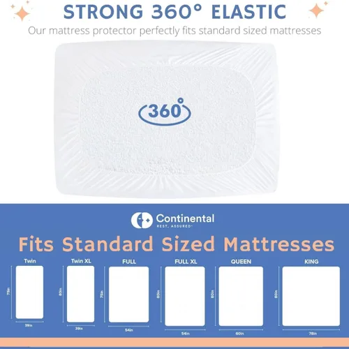 Vista 8 de Continental Bedding Protector de colchón de tela de rizo cómodo y protección impermeable