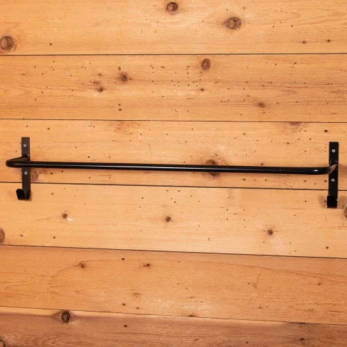 Vista 3 de EASY-UP Barra de ropa para caballos con ganchos Estante resistente para mantas de caballos Barra de 34.25 pulgadas con ganchos para cabestros