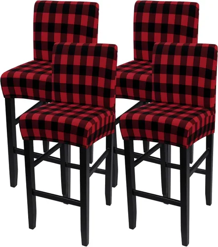 Vista 43 de SearchI Juego de 2 fundas para taburetes de bar, fundas de asiento de taburete elásticas y lavables, fundas para sillas de altura de mostrador