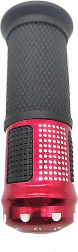 Vista 4 de Empuñadura del acelerador de bicicleta eléctrica, universal para bicicleta, acelerador giratorio con agarres rojos con pantalla LED e interruptor