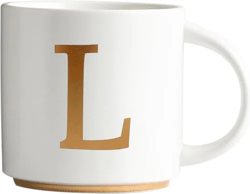 Vista 18 de COLLECTIVE HOME - Tazas de cerámica con monograma, tazas de café con inicial dorada de 15 onzas, elegantes tazas de té del alfabeto, elegante taza p