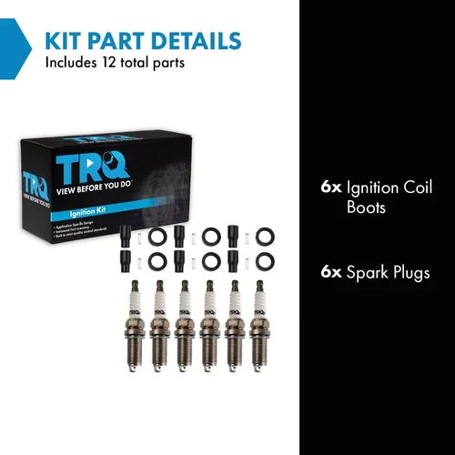 Vista 3 de TRQ Kit de bobina de encendido y bujía de encendido de 12 piezas de bujías de iridio Para Hyundai Azera Entourage Santa Fe Sonata Veracruz