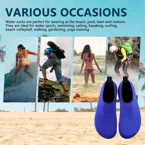 Vista 5 de Valennia Zapatos de agua descalzos de secado rápido, calcetines de yoga para playa, natación, surf, ejercicio para mujeres y hombres
