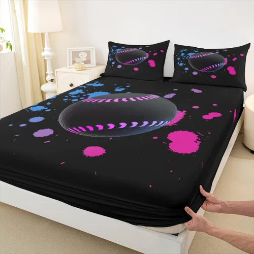 Vista 35 de Erosebridal Graffiti Rugby Ball Sheets for Boys Girls Colorful Rugby Helmet Fitted Sheet,Sports Kids Bedding Sets Football Game Bed Sets Twin 2 Piece
