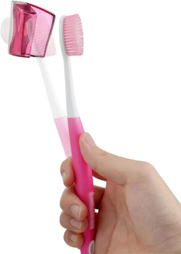 Vista 3 de Linkidea Cubiertas de cabeza de cepillo de dientes de viaje con ventosa, soporte portátil para cepillos de dientes, soporte para cepillos
