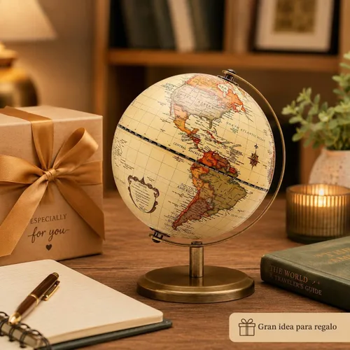 Vista 6 de Globo Antiguo Diámetro 5.5 pulgadas / 14cm - Educativo/Geográfico - Mapa en Inglés