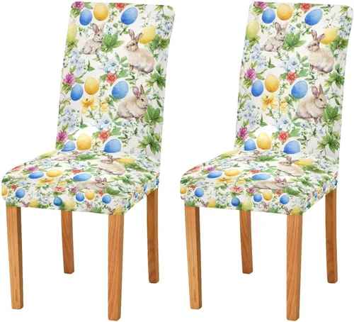 Vista 21 de Kcldeci Juego de 4 fundas de elastano para sillas de comedor navideñas, fundas elásticas para sillas de jengibre navideñas, fundas de asiento