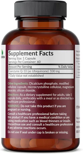 Vista 2 de Futurebiotics CoQ10 Producción de Energía Celular de 100 MG, 60 Cápsulas Vegetarianas