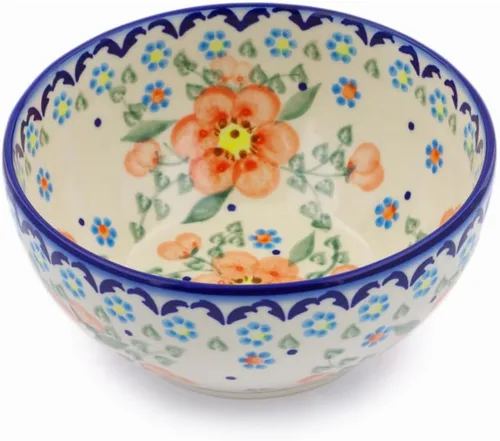 Vista 55 de Auténtico cuenco de cerámica polaca de 6 pulgadas Signature UNIKAT en diseño de gnomo de apicultor hecho a mano en Bolesławiec Polonia por Ceramika