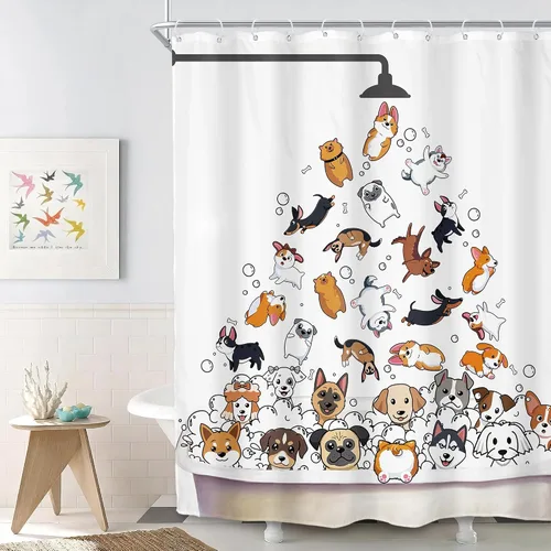 Vista 27 de SVBright Cortina de Ducha de Puesto Pequeño con Lindo Gato 36 pulgadas de ancho x 72 pulgadas de largo para Niños Casa Rodante Media Individual