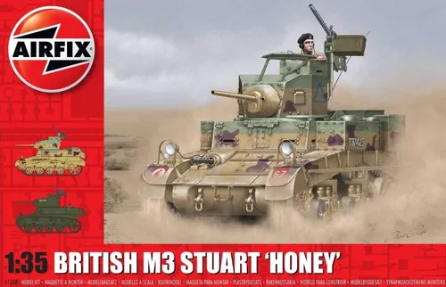 Vista 7 de Airfix British M3 Stuart Honey 1:35 WWII Militar Tanque Armadura de Plástico Modelo Kit A1358