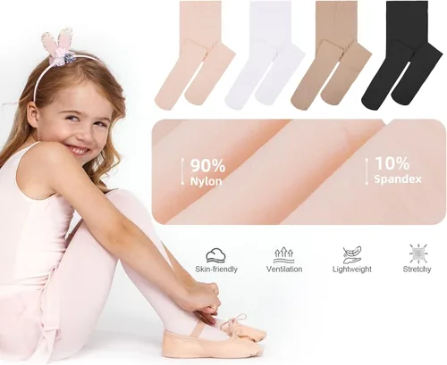 Vista 6 de Mallas de ballet para niñas pequeñas, mallas atléticas suaves y elásticas para niñas