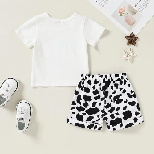 Vista 3 de YOUNGER TREE - Conjunto de camiseta y pantalones cortos de lino con cinturón, diseño de sandía