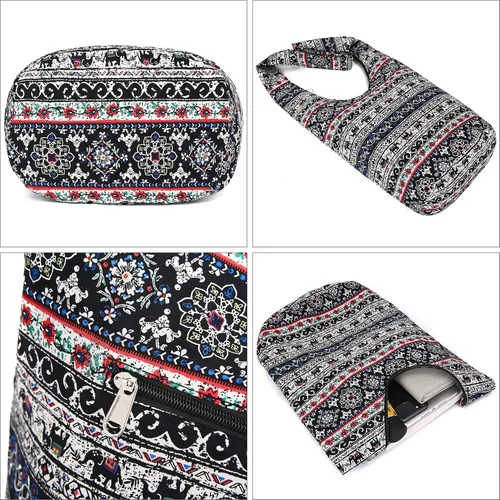 Vista 168 de Bolsa de hombro para mujer, de lona en estilo hippie/bohemio para llevar cruzada al hombro, disponible en diferentes colores y estampados