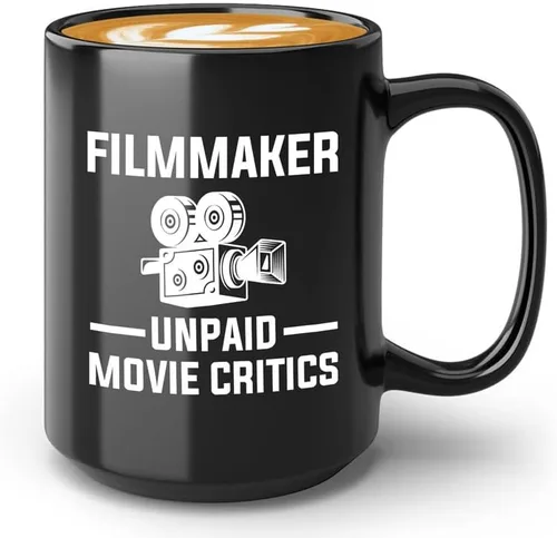 Vista 3 de Cineasta Taza de café 11oz Negra - Cineasta: Crítico de cine no remunerado - Cineasta Regalos Cámara Corte Director de Prop Guionista de cine