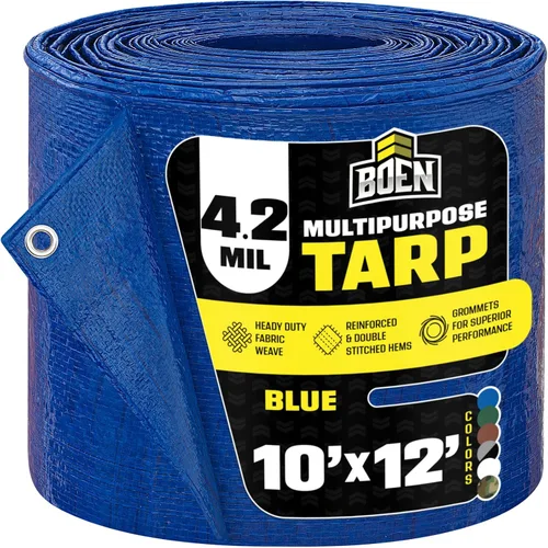 Vista 27 de Cubierta impermeable de lona grande multiusos Azul, 10' x 10' 4.2 Mil de grosor Lonas a prueba de rasgaduras Material de tejido grueso Azul