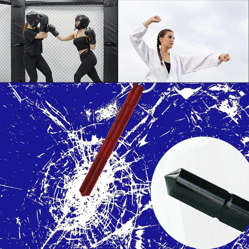 Vista 5 de 2 armas de autodefensa, herramienta táctica para romper cristales, decoración de llavero, Negro, Rojo