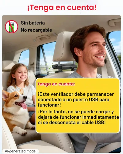Vista 2 de Ventilador de asiento de automóvil, flujo de aire dual sin aspas, 3