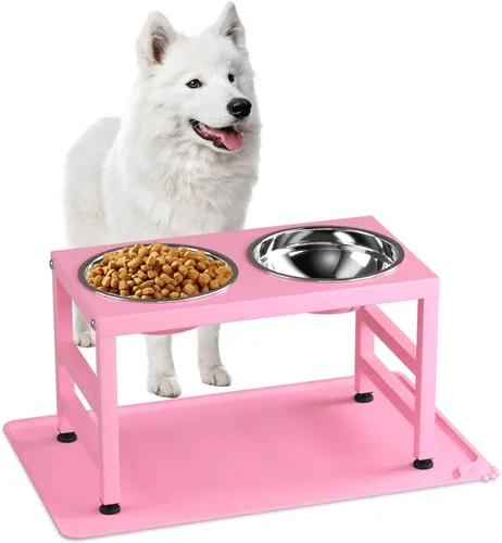 Vista 7 de ADENGL Cuenco elevado de metal para perros, soporte elevado para comedero de perros de 10" de alto con 2 cuencos de acero inoxidable de 42oz