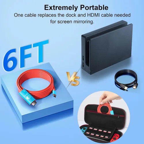 Vista 3 de Switch Dock para Nintendo Switch y OLED, cable adaptador USB C a HDMI para Nintendo Switch, cable de conversión tipo C a HDMI que reemplaza