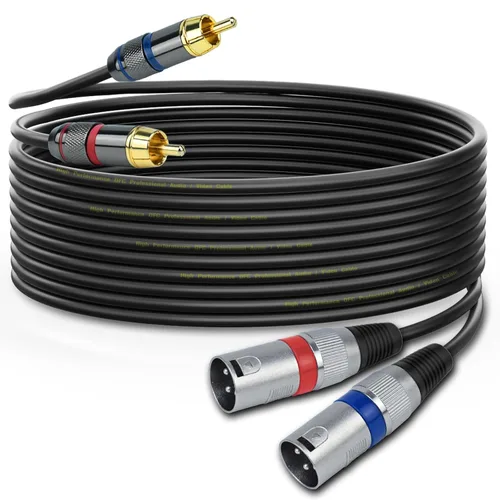 Vista 8 de Adaptador de cable doble RCA macho a doble XLR macho, 3.3 pies desequilibrado L/R RCA a XLR cable de enchufe de fono, cable de salida izquierdo