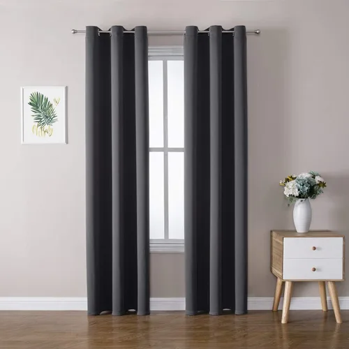 Vista 178 de ChrisDowa - Cortinas cortas para ventana de 40 pulgadas para dormitorio - Cortinas cortas con ojales y aislamiento térmico para oscurecer