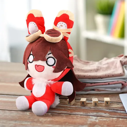 Vista 4 de UTIEHD Muñeco de peluche de anime de 16 pulgadas, disfraz de cosplay para fanáticos (rojo)