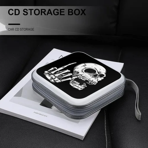 Vista 7 de Rock 'N Roll Skull - Funda de plástico para CD, bolsa organizadora de almacenamiento para auto y hogar