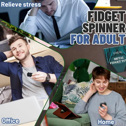 Vista 5 de Juguete giratorio 3 en 1 para adultos, deslizador de metal, con clicker, magnético para hombres adultos, juguete de escritorio de oficina, alivio