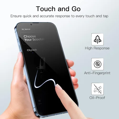 Vista 6 de JETech Protector de pantalla de privacidad de cobertura completa para iPhone 13 Pro Max de 6.7 pulgadas, película de vidrio templado antiespía