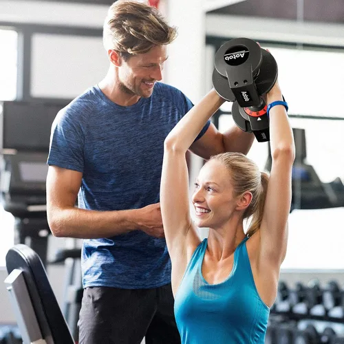 Vista 9 de AOTOB Adjustable Dumbbell Set 25/55 Lbs (Pair), Fast Weight Adjustment with Anti-Slip Turning Handle, Space-Saving for Home Gym, Strength Training