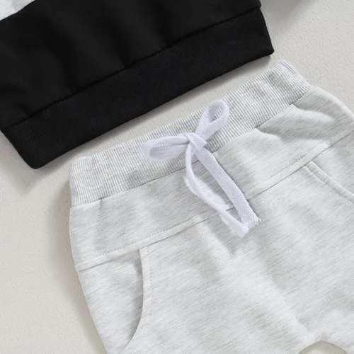 Vista 5 de Ropa para bebé recién nacido, con bloques de color, sudadera con capucha, conjuntos de ropa de otoño e invierno, 0-3T