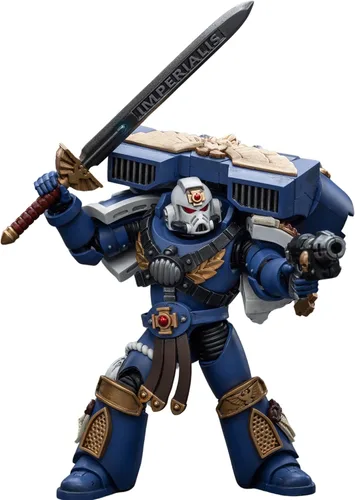 Vista 3 de JOYTOY Warhammer 40,000 Figura de acción Ultramarines Vanguard Veteran Sergeant Collection modelo de anime, 1/18 Warhammer 40K, 4 pulgadas, unisex