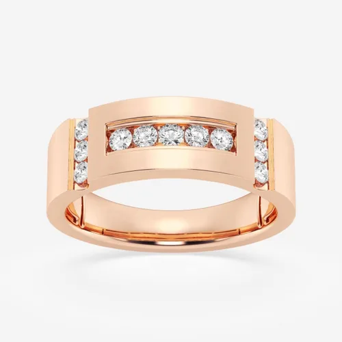Vista 5 de CUSTOMIZE JEWELS 12 ctw Round Lab Grown Diamond Men's Framed Channel Set Wedding Band In 14k Gold