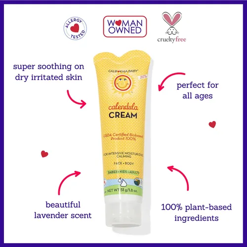 Vista 3 de Crema de caléndula California Baby 100% hidratante a base de plantas Loción para bebé de lavanda Hidratante facial para piel seca