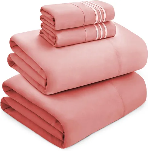 Vista 17 de Mocassi Juego de sábanas de lujo de 4 piezas, calidad prémium de hotel de 1800 hilos, ajuste fácil, sábanas y fundas de almohada resistentes a